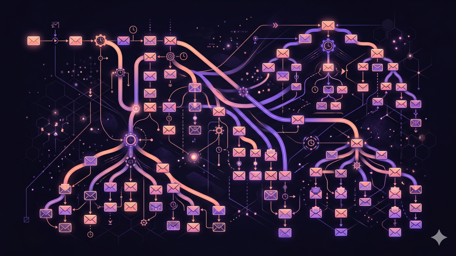Automated email drip campaign sequences with timed triggers and branching paths